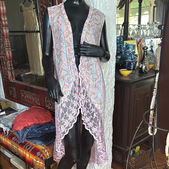 Paper Lace Jackets & Blazers - Floral Lace Long Vest